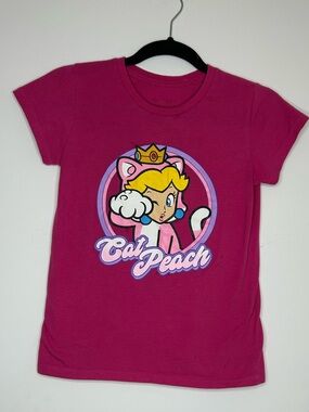 Super Mario Bros Cat Peach Graphic Tee Size L (10-12)